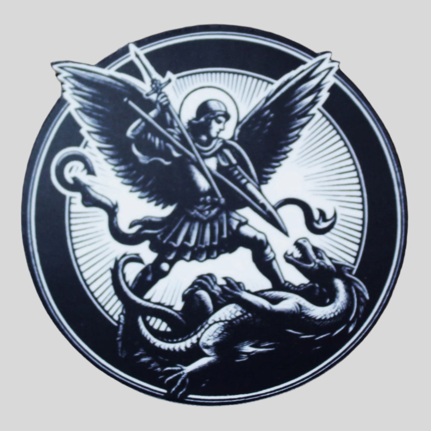 Saint Michael the Archangel - Black and White Sticker