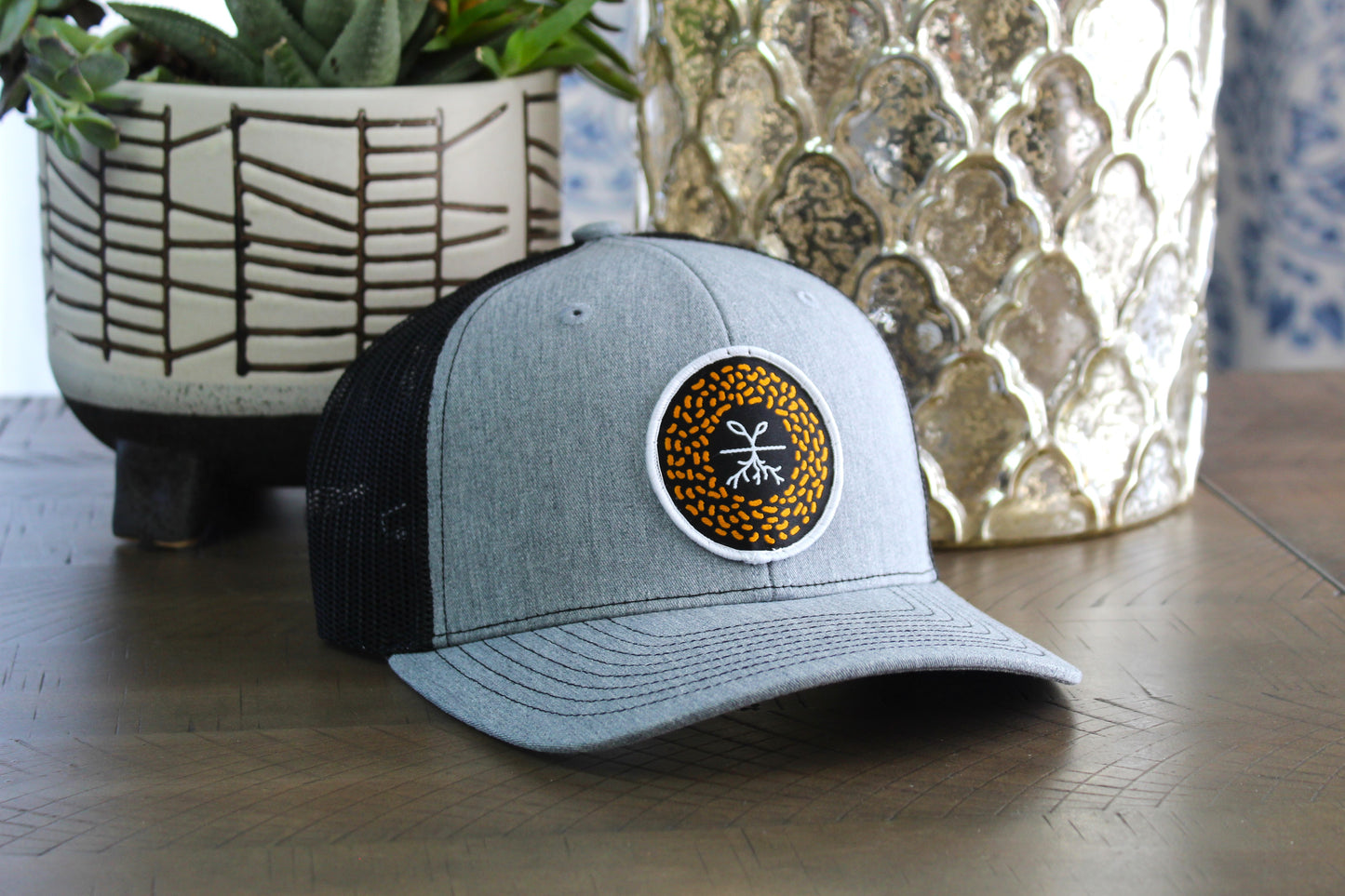 Heather/Black Youth Snapback with a Mustard Seed Patch