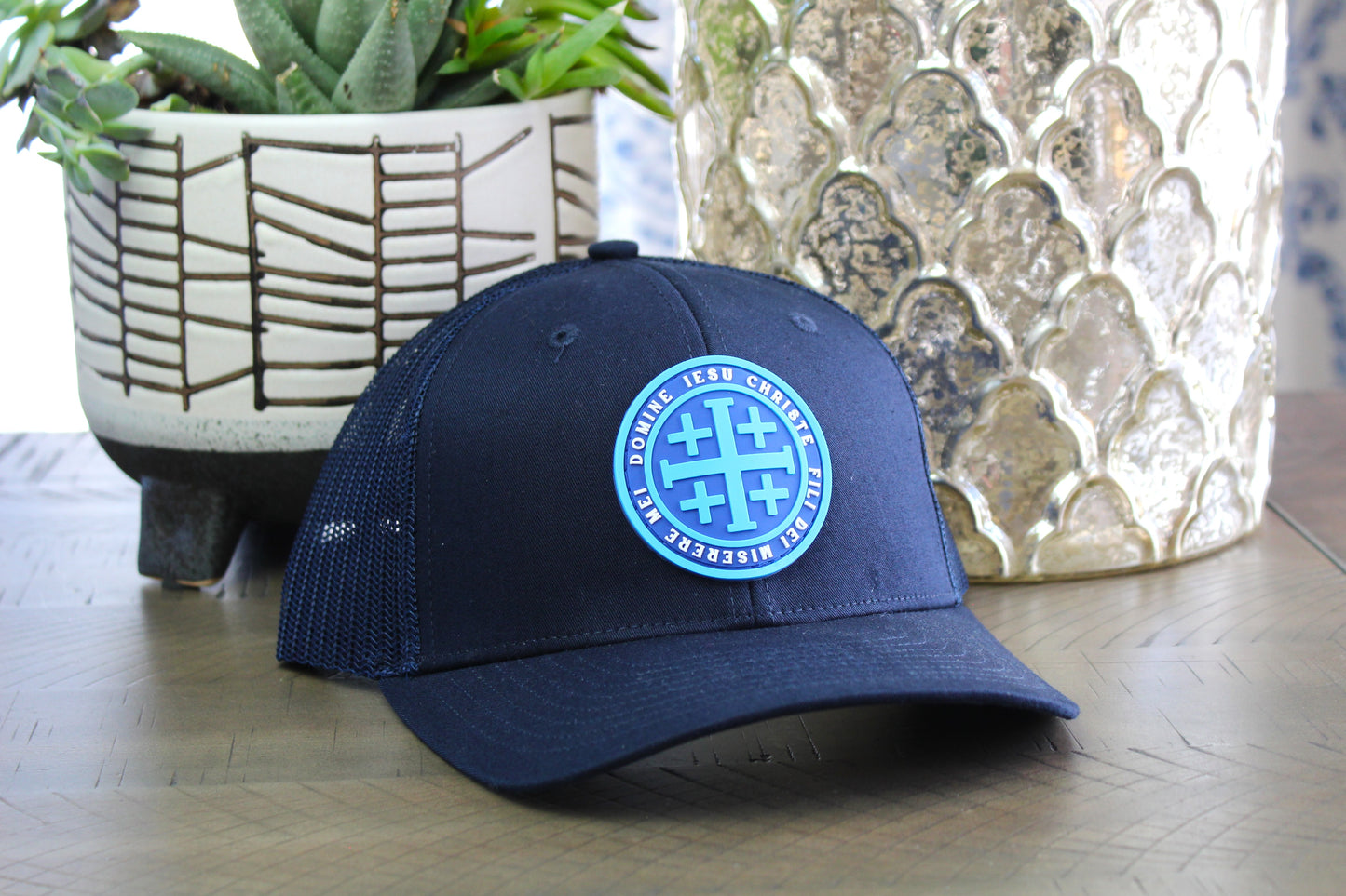 Youth Navy Snapback with a Jerusalem Cross PVC patch