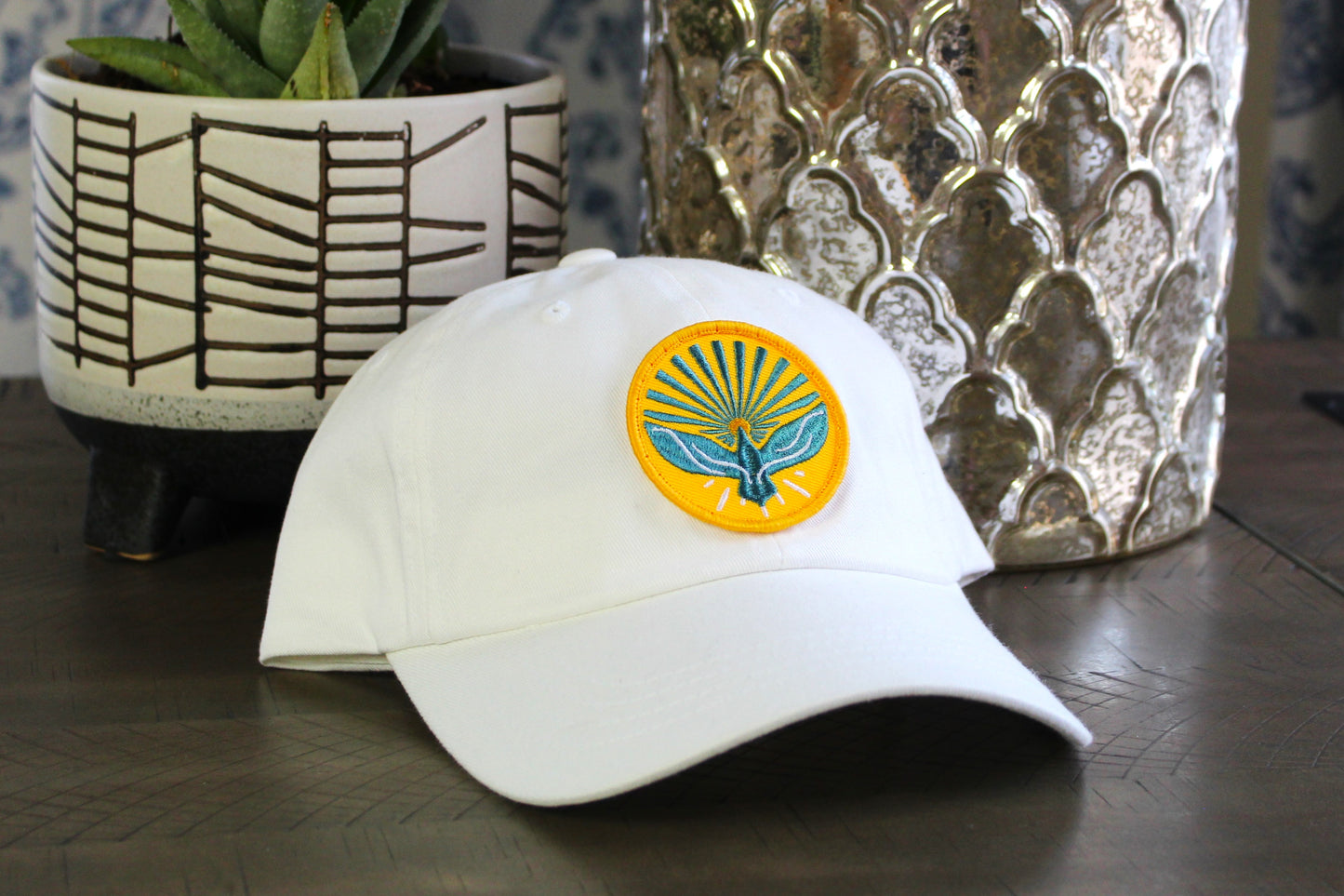 White Hat with a Pentecost Patch