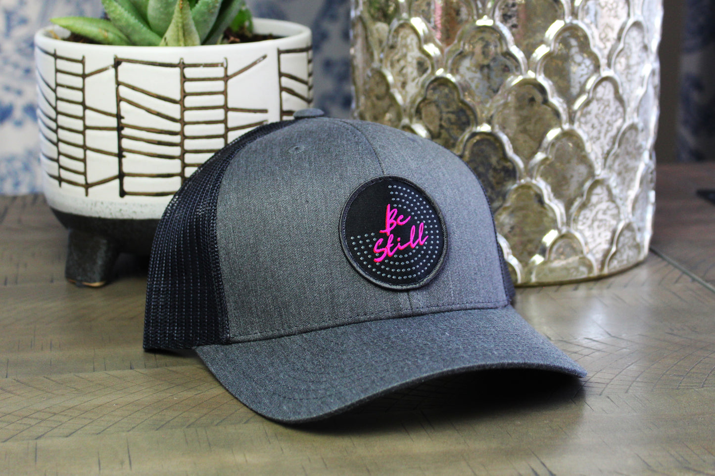 Dark Heather Gray/Black Snapback with a Be Still Patch