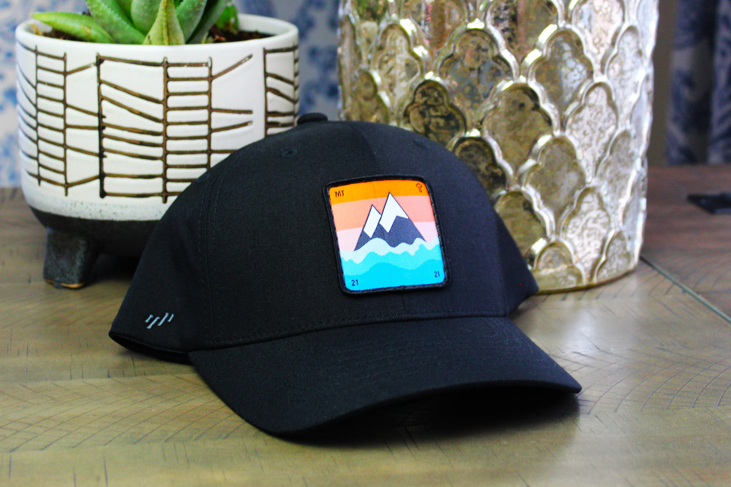 Black Flexfit hat with a faith to move a mountain patch