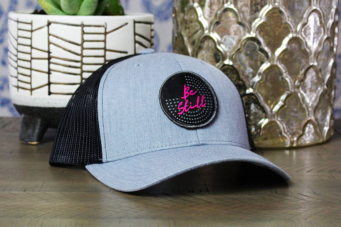 Gray/Black Snapback with a Be Still Patch