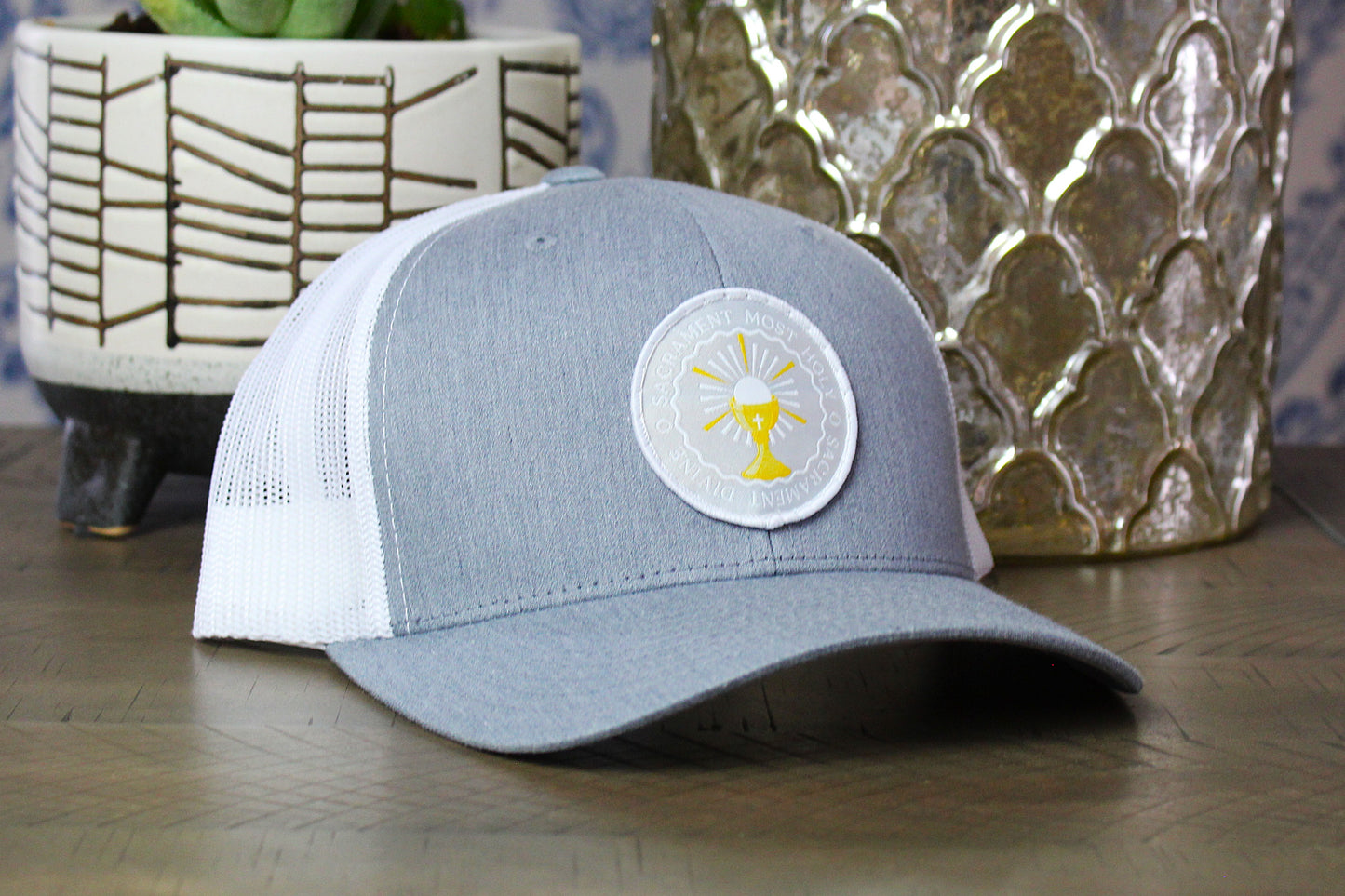 Heather Gray/White Snapback with a O Sacrament Patch