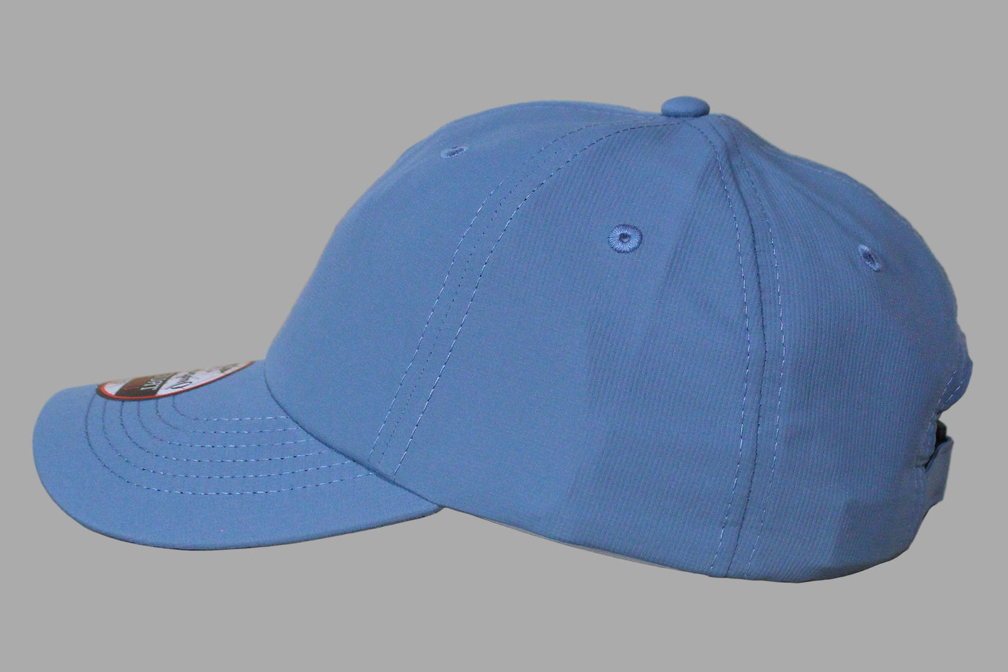 Blue hat side view