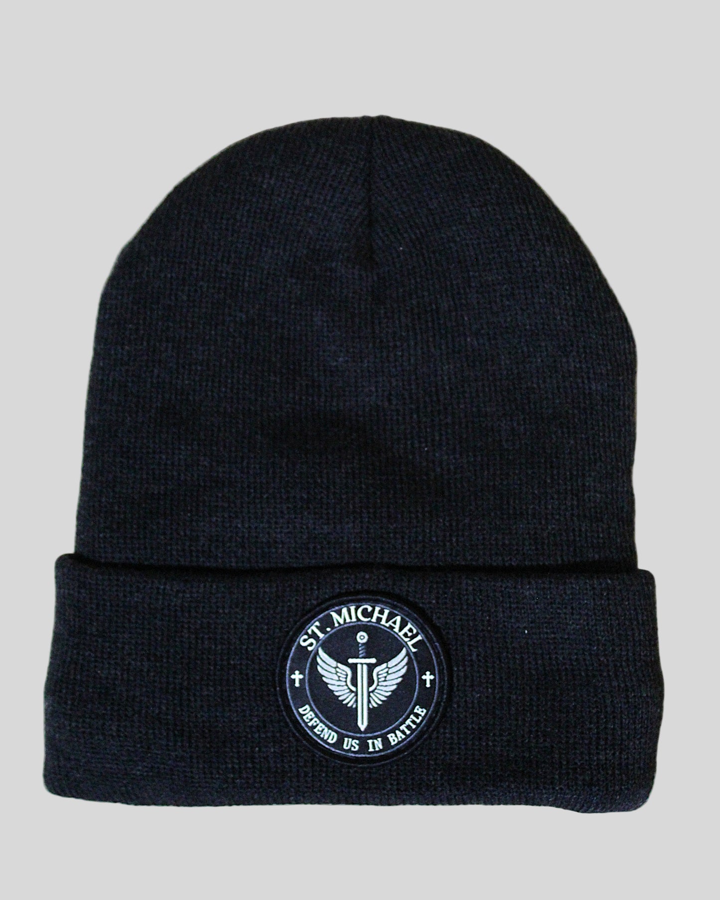 Heather Charcoal Beanie with St. Michael Patch