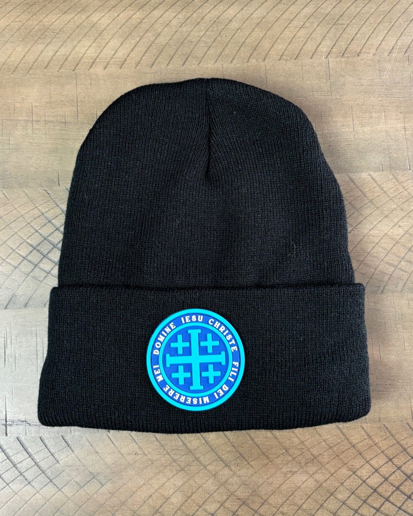 Black Beanie with Jerusalem Cross Patch