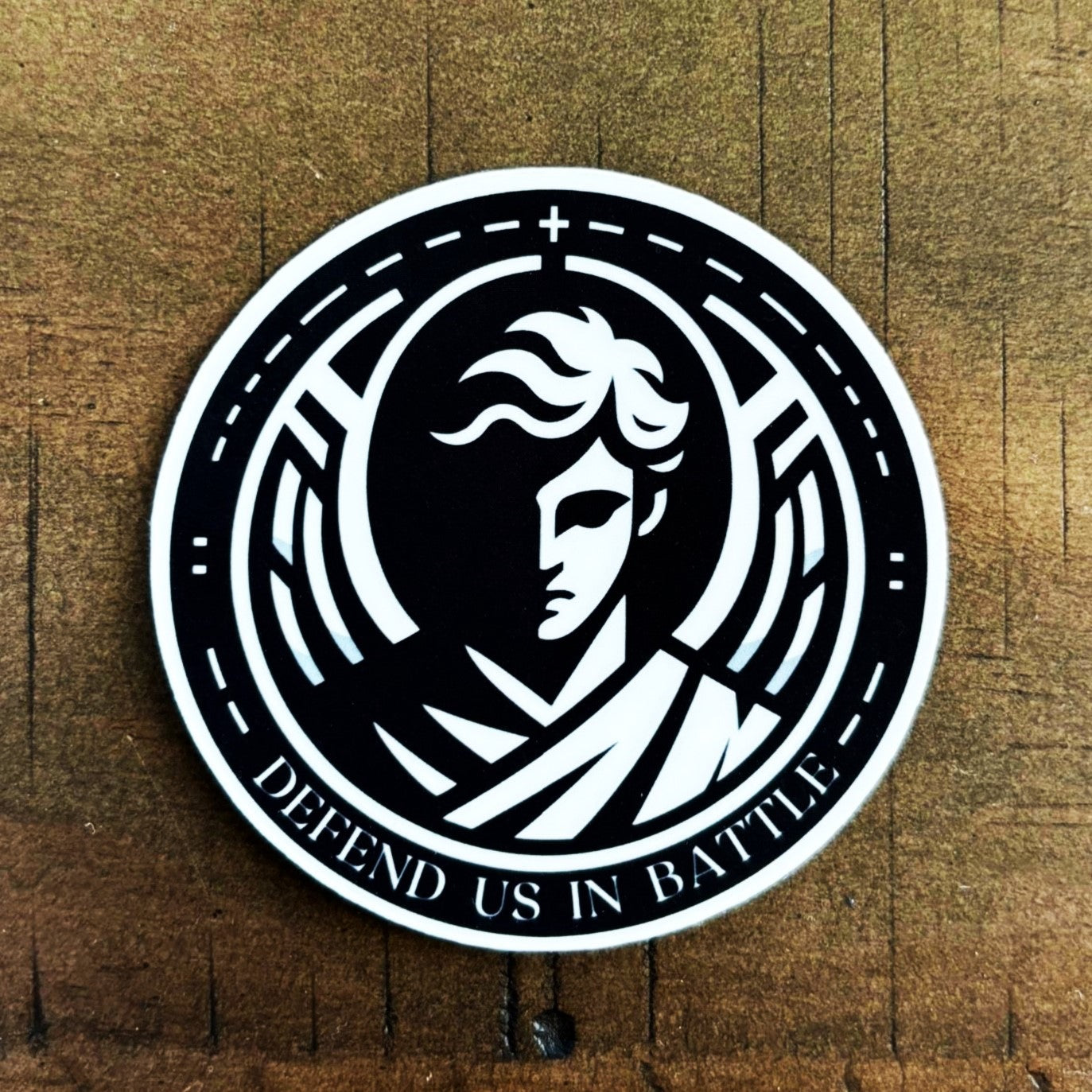 St. Michael the Archangel Christian black and white sticker