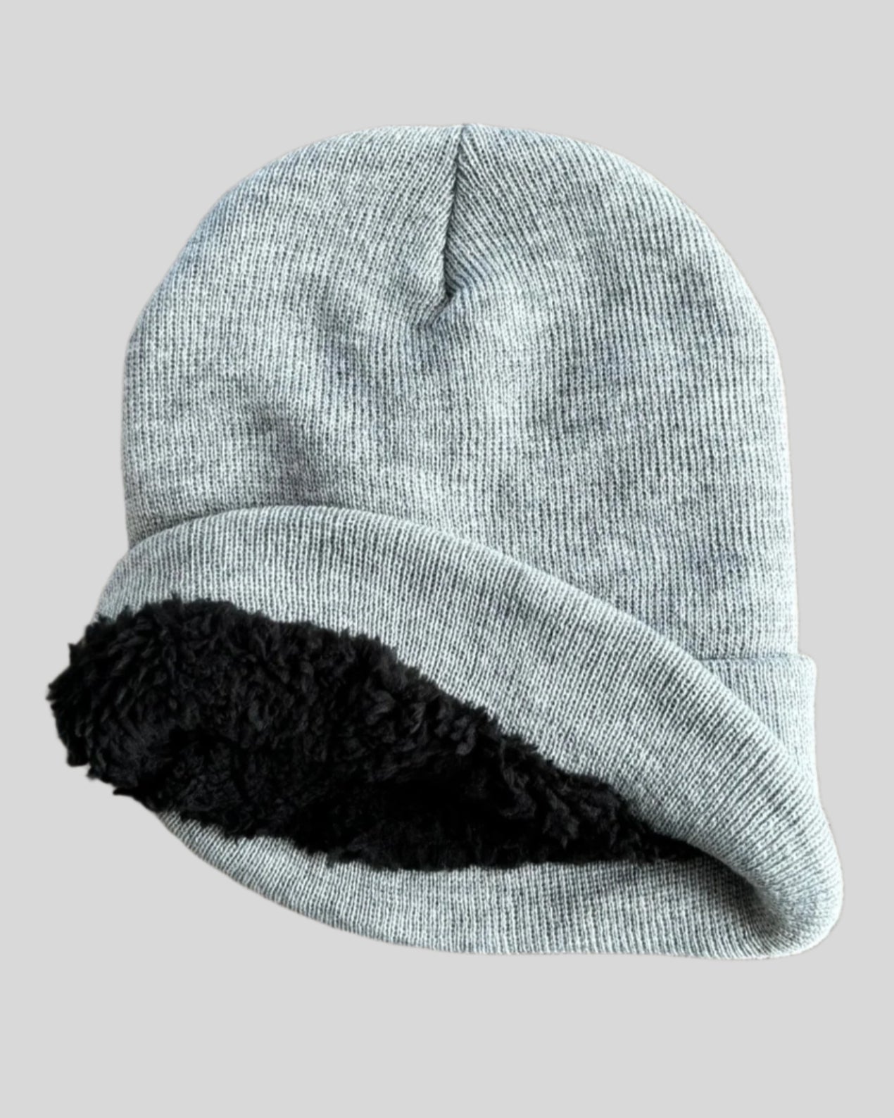 Heather gray winter hat interior