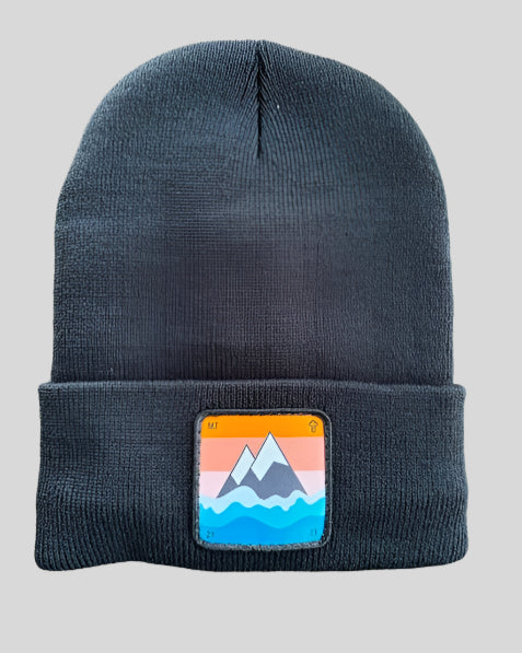 Black winter hat with a faith to move a mountain patch