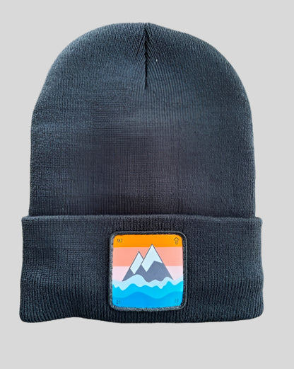 Black winter hat with a faith to move a mountain patch