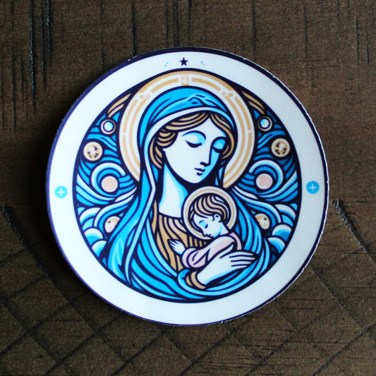 Image of the Blessed Virgin Mary holding baby Jesus
