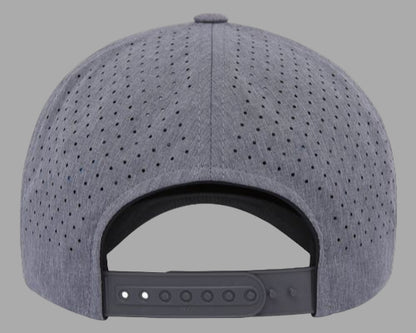 Gray cap with perforated design on a white background