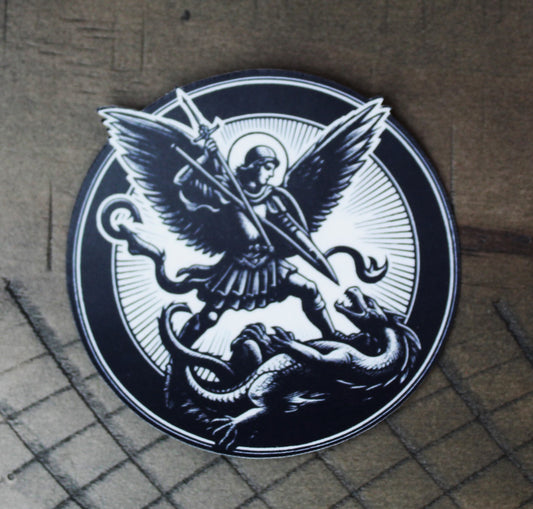 Saint Michael the Archangel - Black and White Sticker