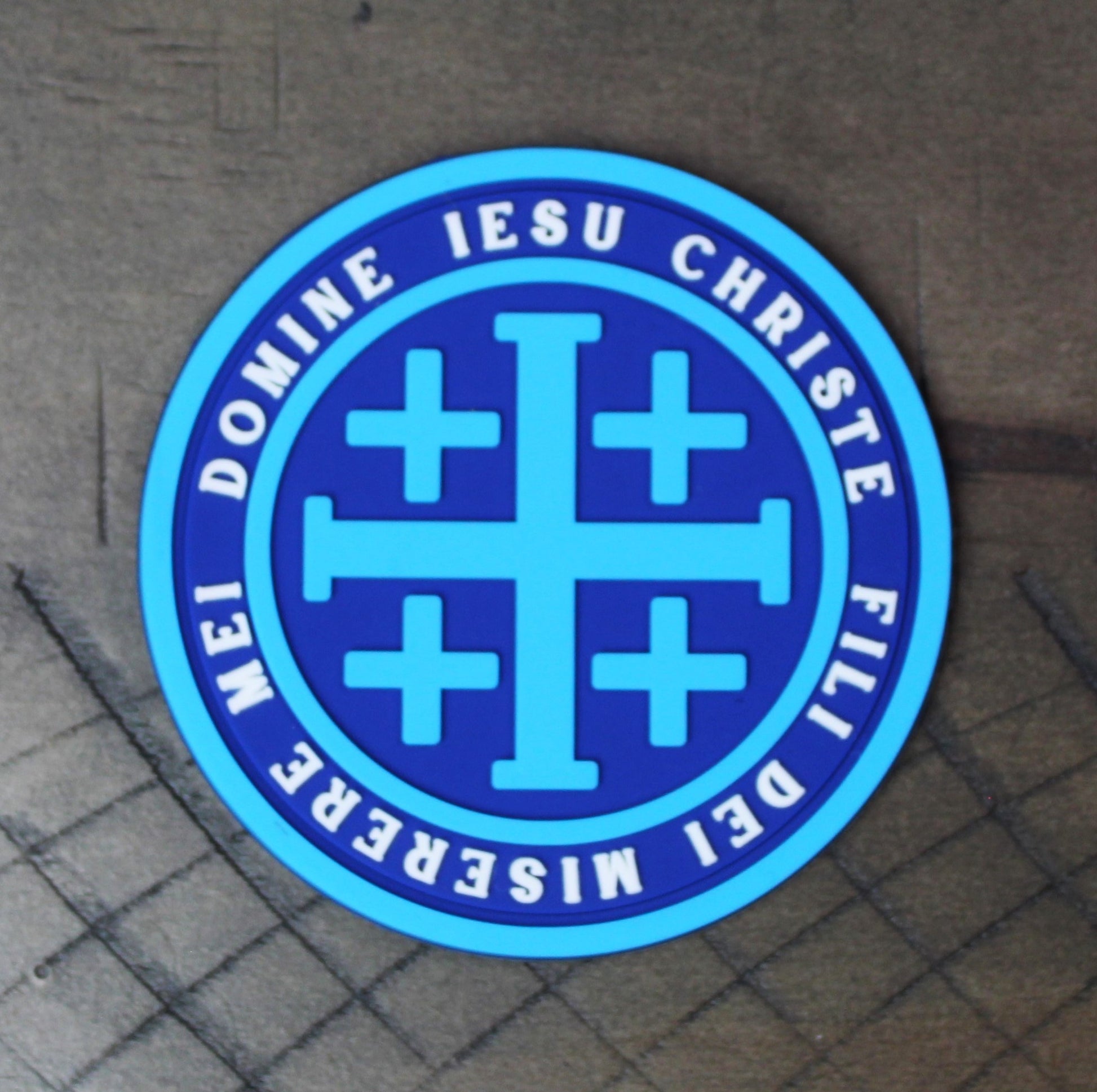 Blue Jerusalem cross patch
