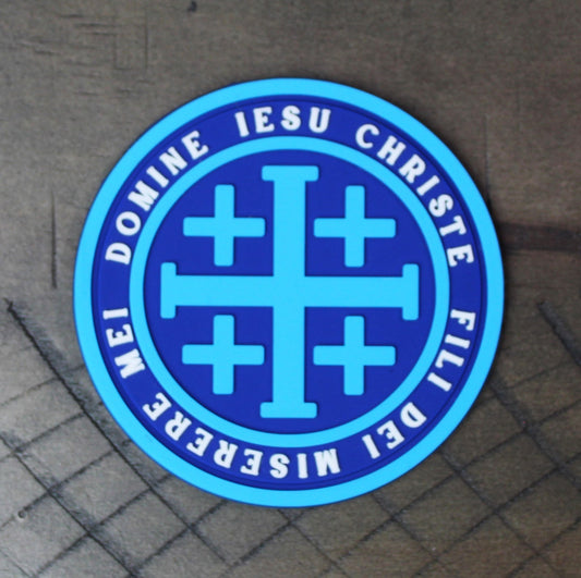 Blue Jerusalem cross patch
