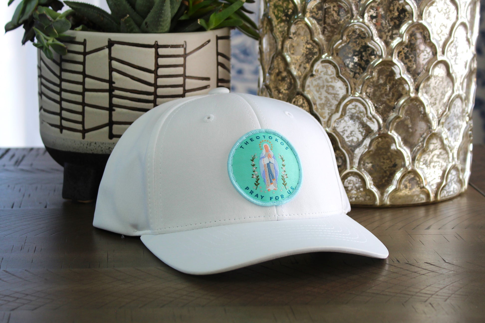 White Youth Snapback with a Theotokos Patch