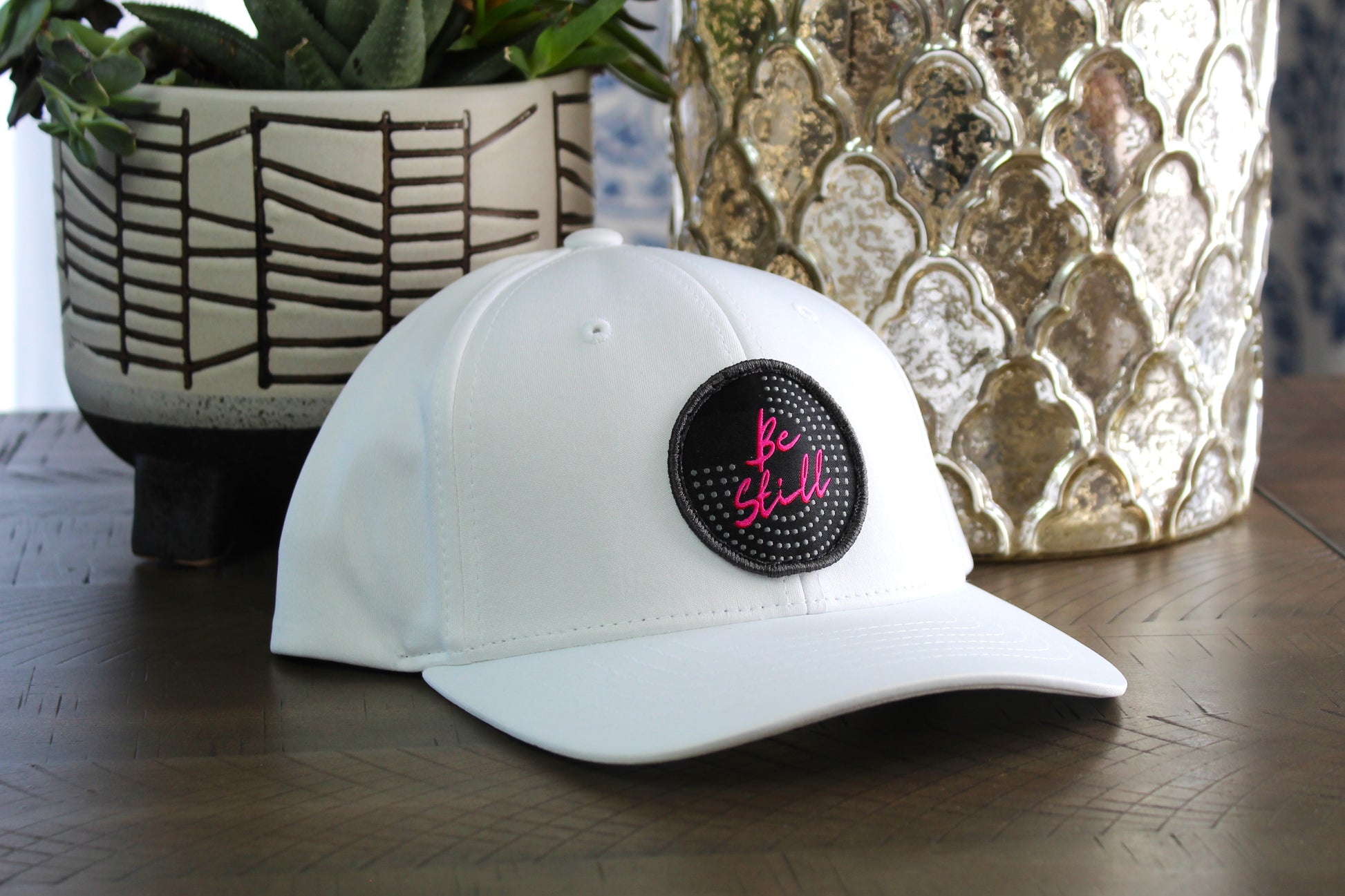 White Youth Snapback with a Be Still patch