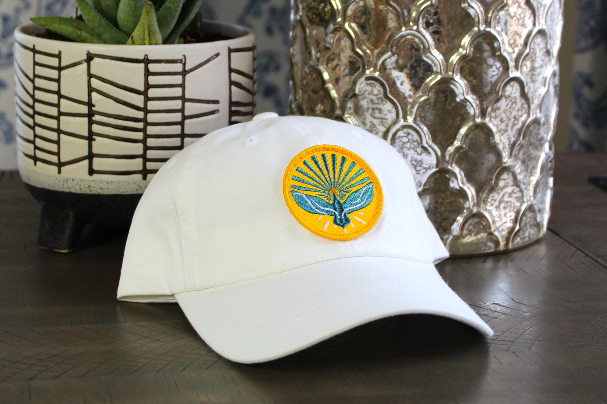 White Hat with a Pentecost Patch