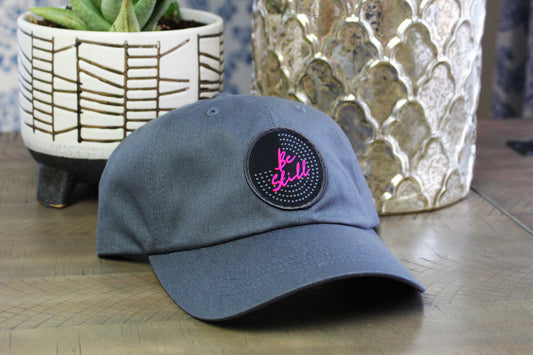 Dark Gray Adjustable Hat with a Be Still patch