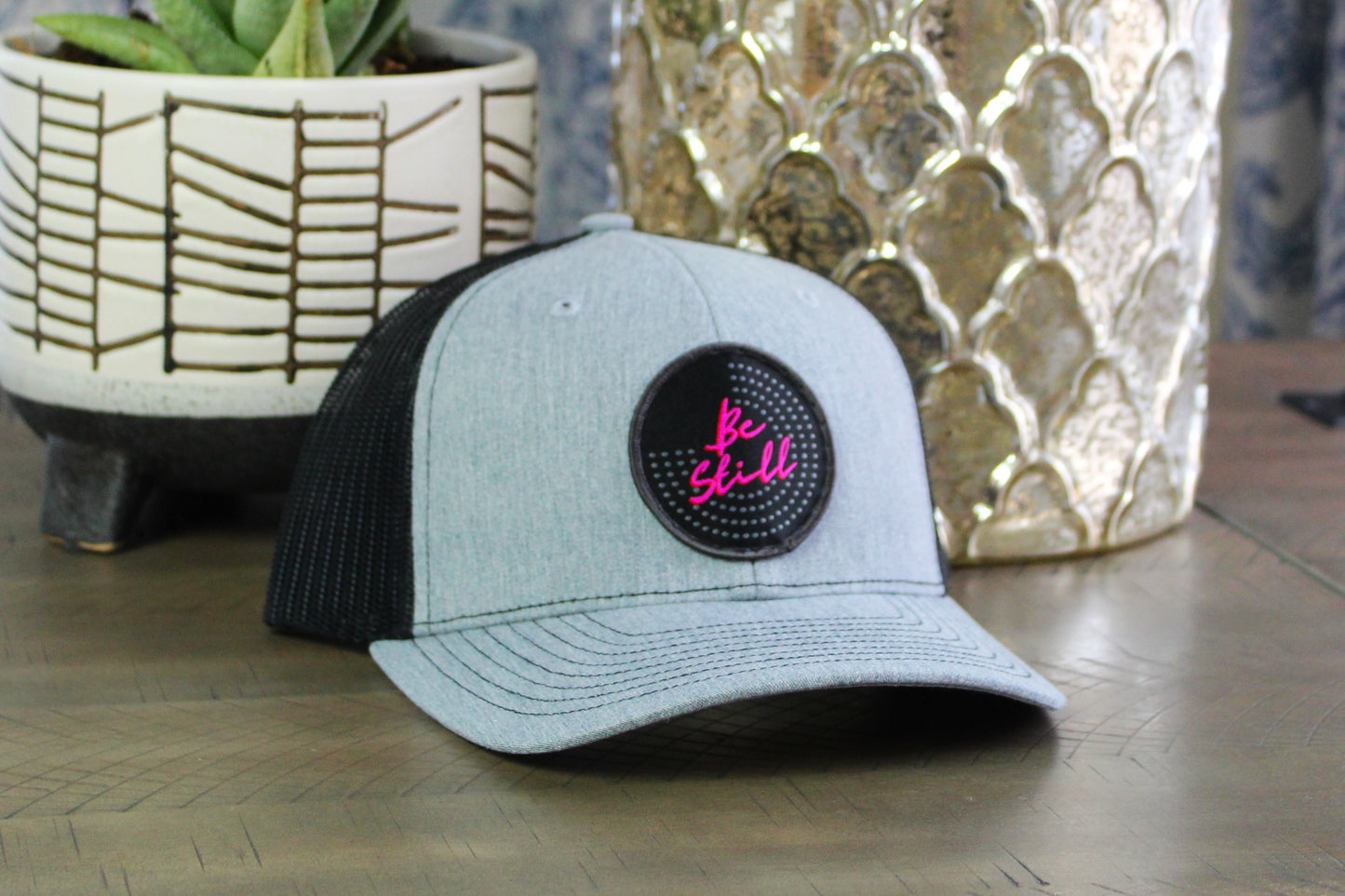 Heather Gray Black Youth Snapback with a Be Still patch