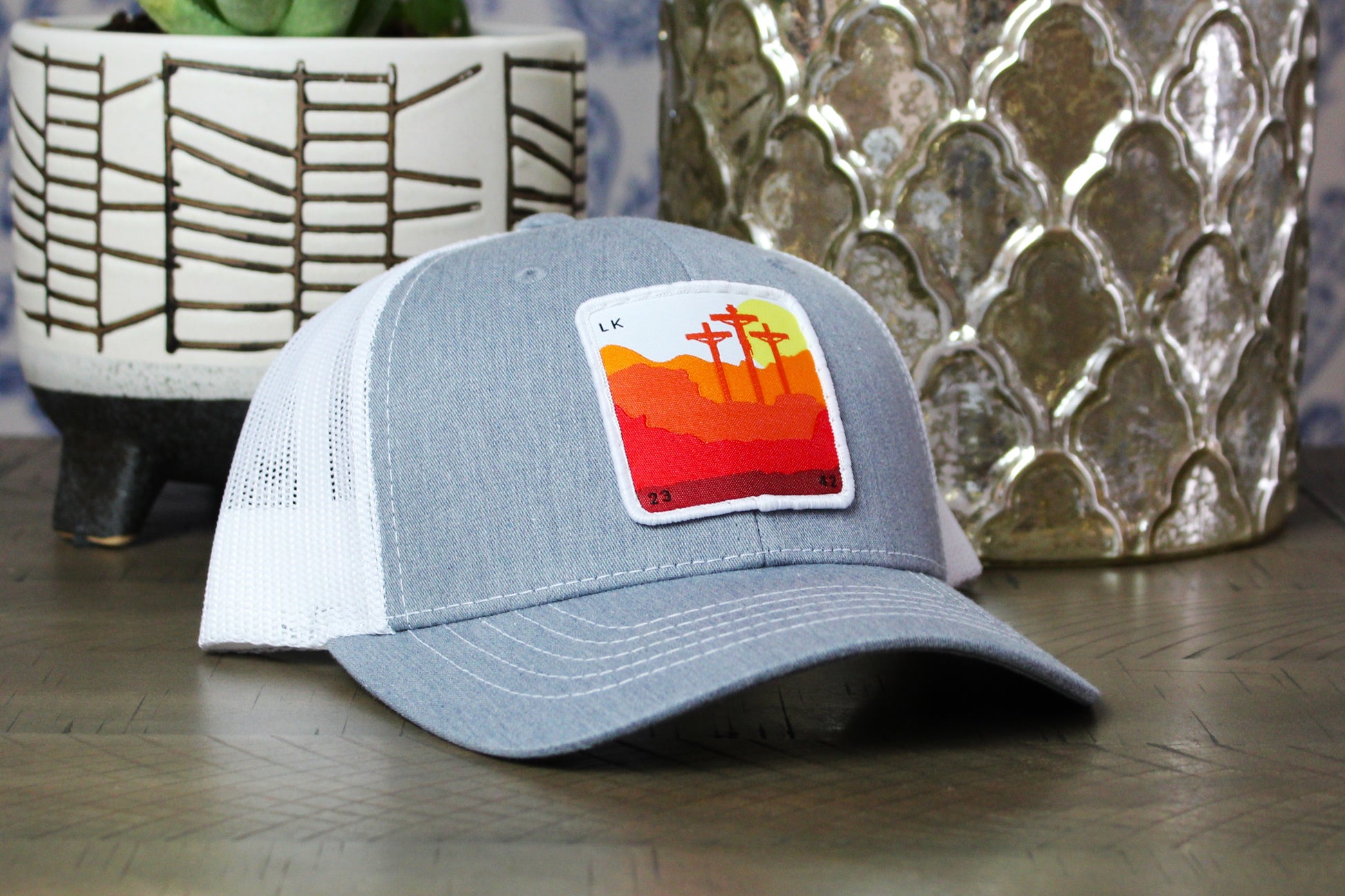 Heather gray/White youth Snapback with a Calvary Patch