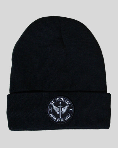 Black beanie with a St. Michael Patch