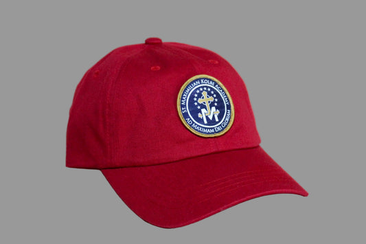 Red cap with a logo