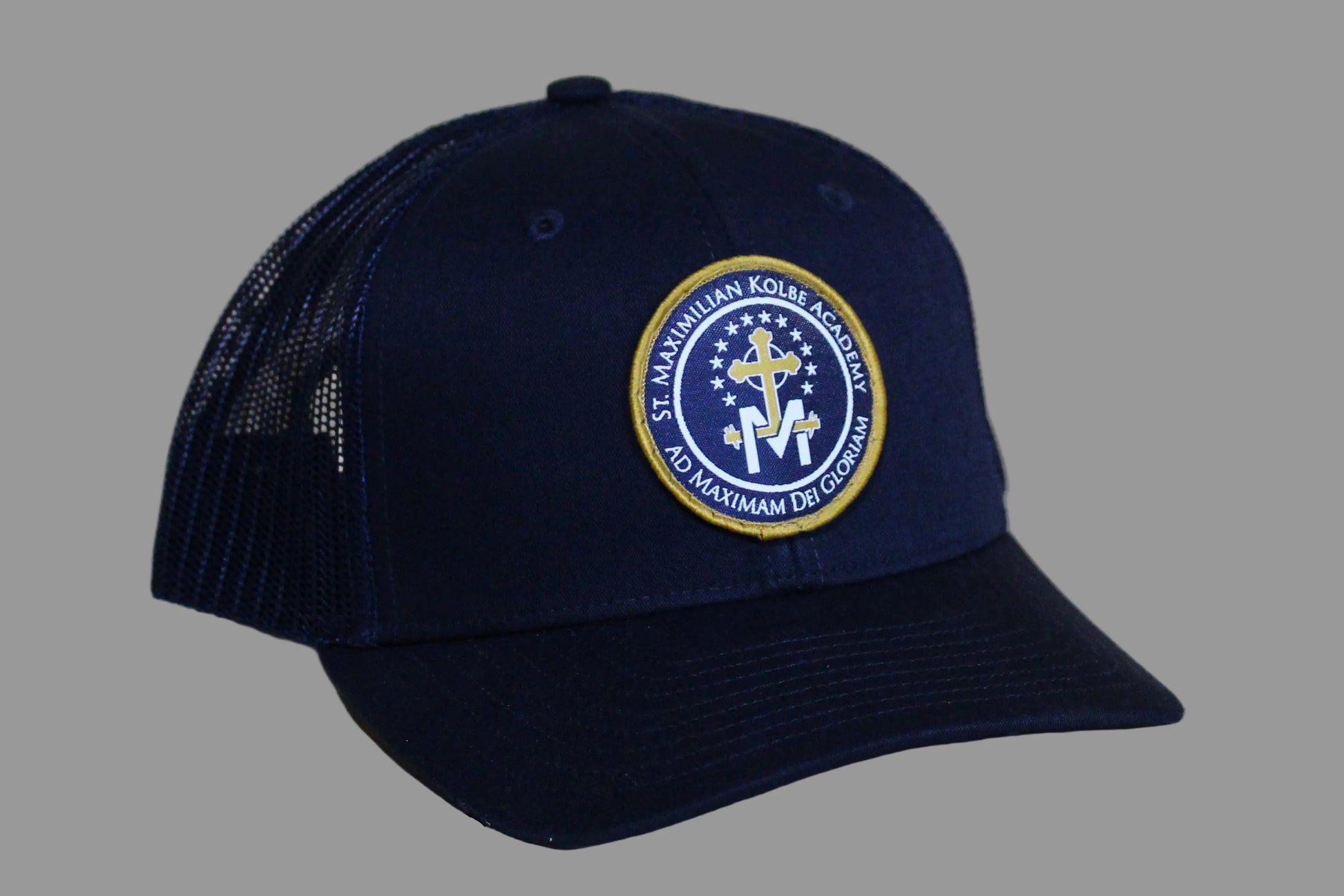 Navy blue cap with a logo