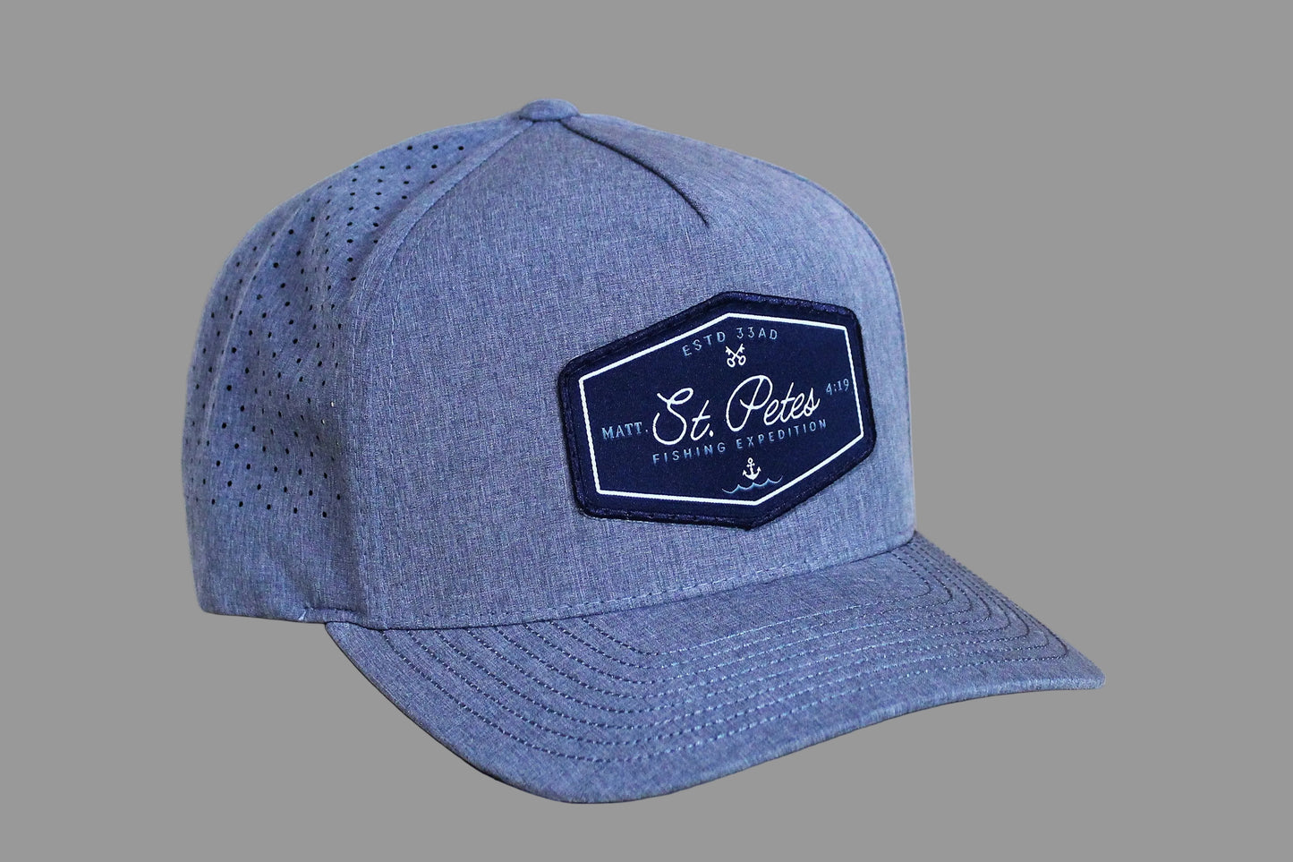 Gray baseball cap with a patch