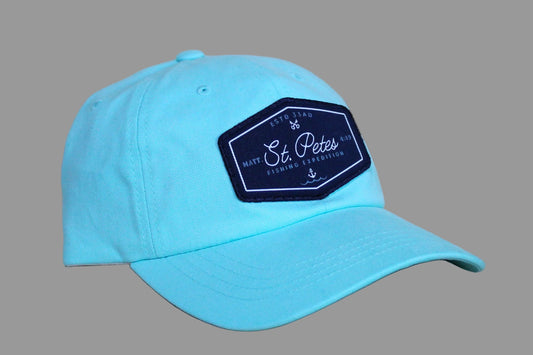 Light blue cap with a dark blue patch