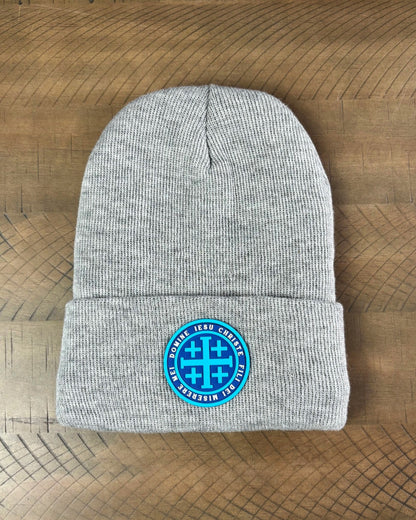 Heather Gray Beanie with Jerusalem Cross Patch